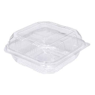 Clear Hinged Square Bakery / Cake Container Medium 20x20x8cm (Pack 50)
