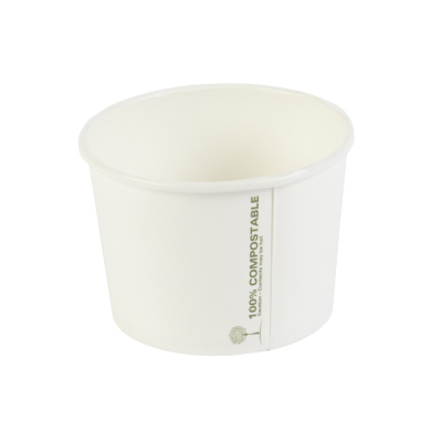 Biodegradable White PLA Soup Container 16oz (Pack 25) [500]
