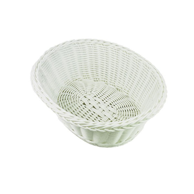 Small Deluxe Oval Woven Basket White 24x22cm