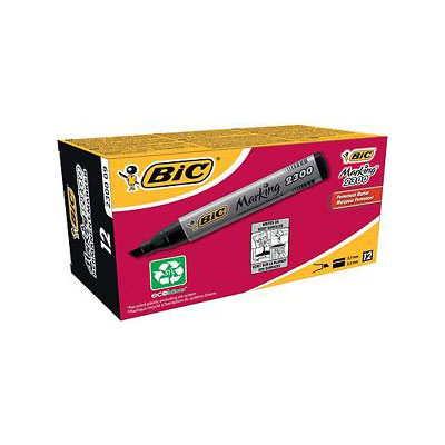 BIC ECO 2300 Red Permanent Marker Chisel Tip (Pack 12)