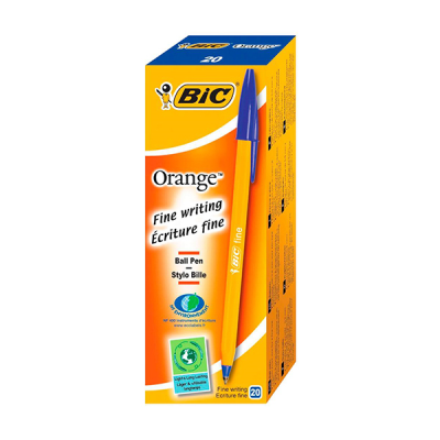 BIC Orange Fine Blue Ballpoint Pen (Pack 20)