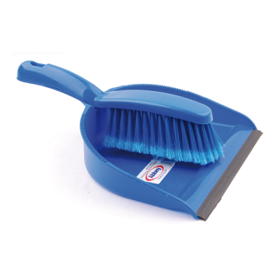 Professional Dustpan Brush with Soft Bristles in Blue