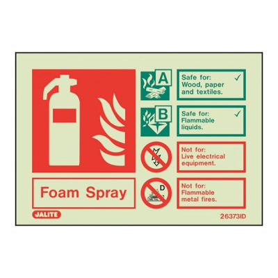 Foam Extinguishers Sign 150 x 105mm Rigid PVC Photoluminescent