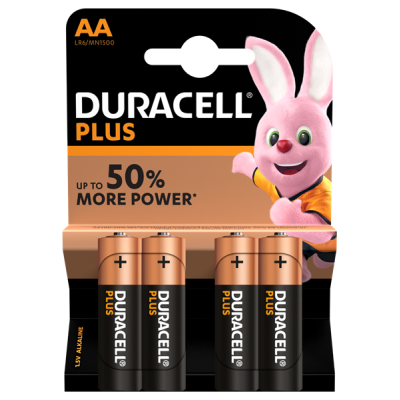 Duracell Plus Power Batteries AA (Pack 4)