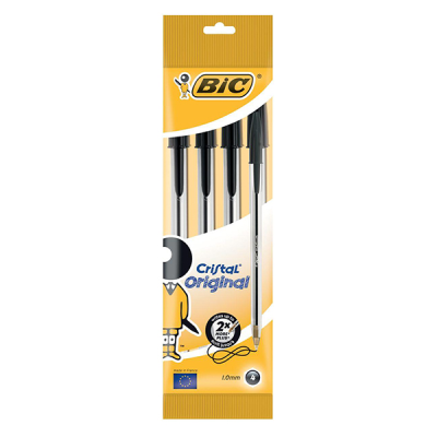 BIC Cristal Medium Black Ballpoint Pen (Pack 4)