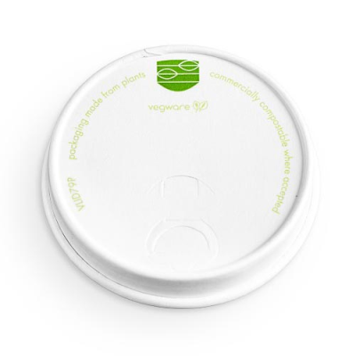 Vegware Biodegradable 79mm Paper Hot Coffee Cup Lid fits 8oz (Pack 50) [20]