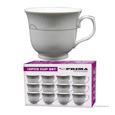 Prima 12 Tea Cups Silver Dot Design (Pack 12)