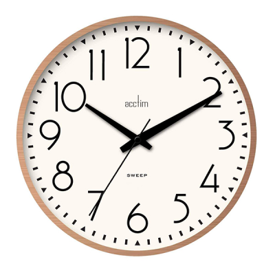 Acctim Earl 250mm Analog Wall Clock, Non Ticking sweep seconds hand - Copper