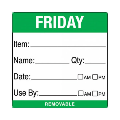 Friday Item / Date / Use By 50 x 50mm Food Labels (Pack 500)