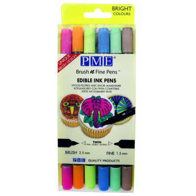 Brush n Fine Edible Ink Pens Bright Colours (Pack of 6)