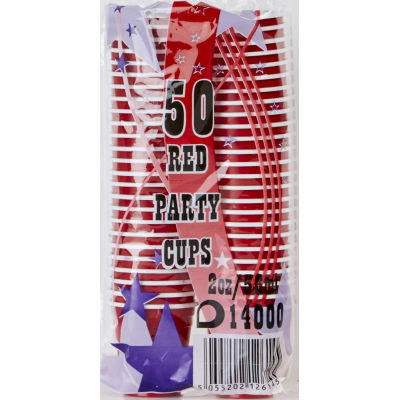 Disposable Red Plastic Party Cup /Shot 2oz (Pack 50)