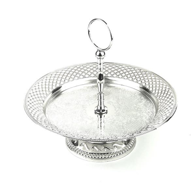 Silver Round Cake Stand 1 Tier