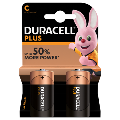 Duracell Plus Power Batteries Size C (Pack 2)