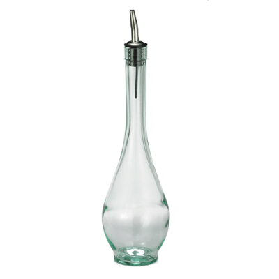 Tablecraft Oil & Vinegar Bottle, Green Glass Tint, Stainless Steel Pourer, 475ml (16oz)