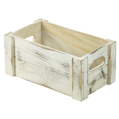 Wooden Crate White Wash Finish 27x16x12cm