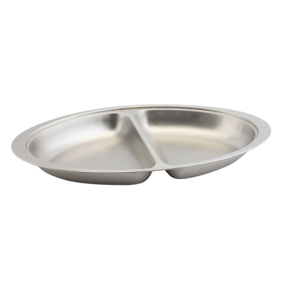 Oval Vegetable / Banqueting Dish Stainless Steel 2 Division 20"