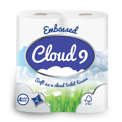 Cloud 9 2ply Embossed White Toilet Roll (Pack 40)
