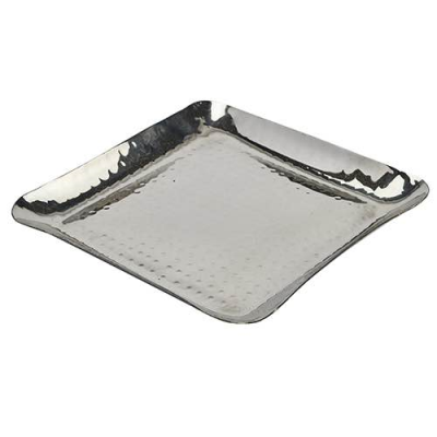 Steel Hammered Square Platter 8"x8"
