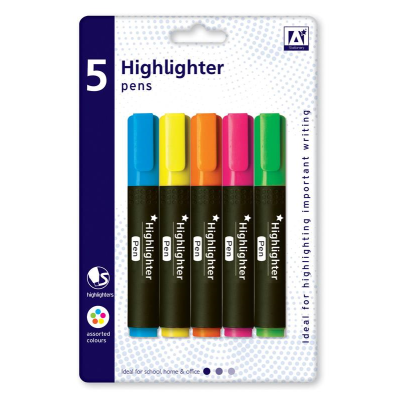 A* Highlighters In Assorted Colours (Pack of 5)