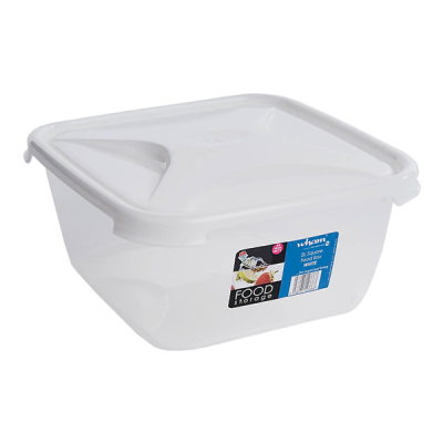 Whatmore 2 Litre Square Food Box Clear Base with Ice White Lid