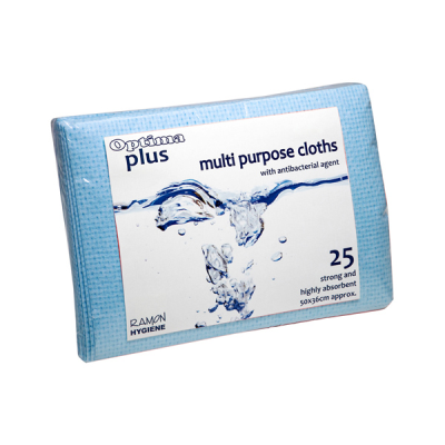 Optima Plus Super Absorbent Multi Purpose Cloths Blue 50 x 36cm (Pack 25)