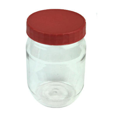 Sunpet Clear Plastic Jar Red Top 250ml (Pack of 4)