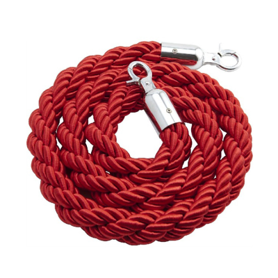 Barrier Rope in Red with Silver Hooks