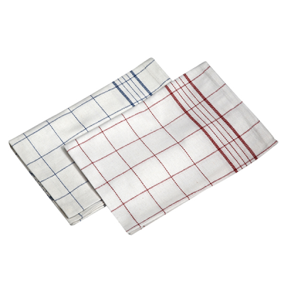Check Twill Tea Towel in Red / Blue Checks 53x76cm (Pack 10)