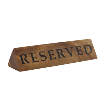 Acacia Wood Reserved Sign 15 x 4 x 3cm