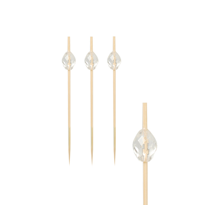 Bamboo Diamond Party Picks/Skewers, 9cm, Clear (Pack 100)