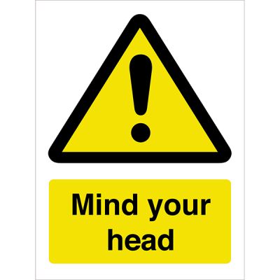 Self Adhesive Mind Your Head Sign 150x200mm