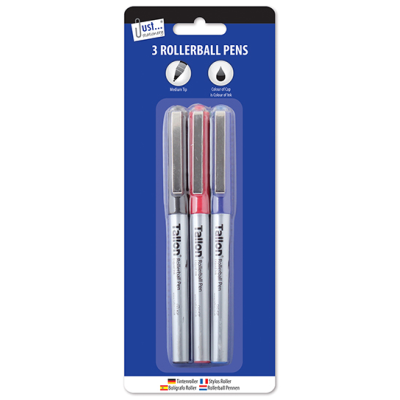 Just Stationery 3 Roller Ball Pens (Pack 3)