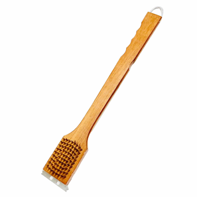 Economy Wooden Grill Brush with scraper 44cm