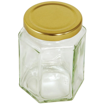 Tala Hexagnol Glass Jar with Gold Screw top Lid 340ml / 12oz
