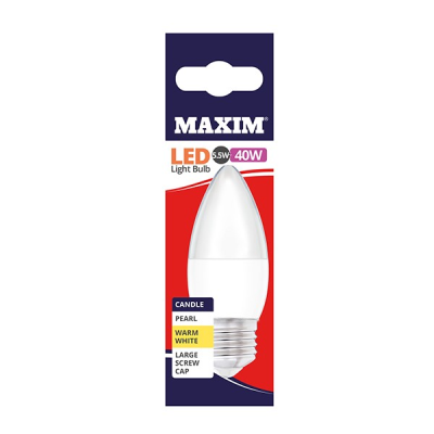 Maxim LED Candle Bulb Edison Screw Warm White 6w (Pack 10)