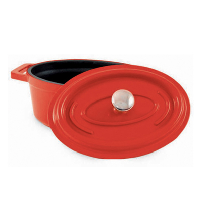 Commichef Cast Aluminium Oval Mini Cocotte with Lid in Red 11.5cm