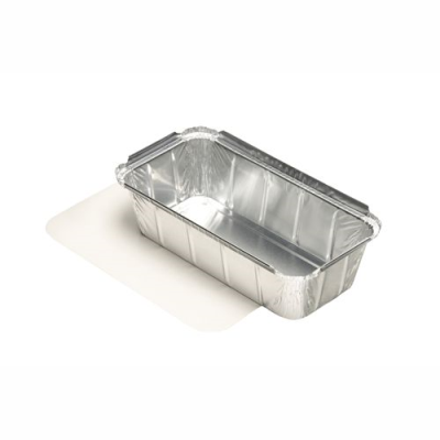 Aluminium Foil Square Container and Lid 21.3x11x5.4cm 1L (Pack 10)