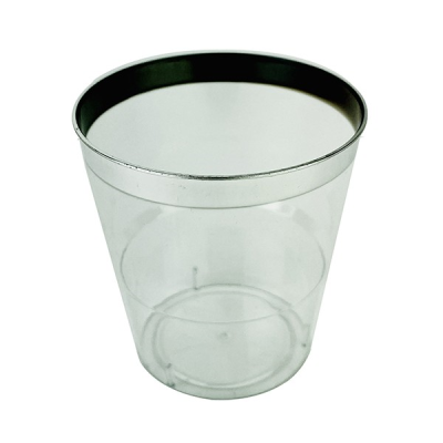 Disposable Plastic Glass Clear with Silver Rim 170ml (Pack 6)