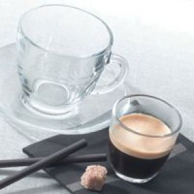 Duralex Gigogne Clear Glass Tea Set 22cl 6 Cups 6 Saucers