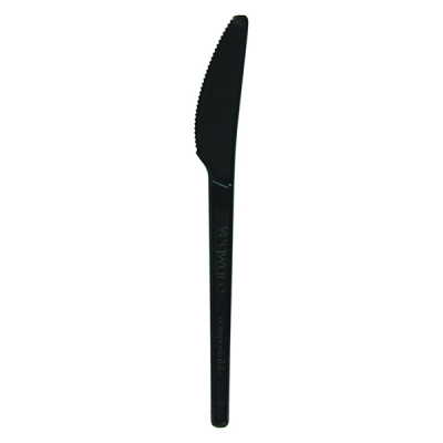 Vegware Disposable Black Compostable RCPLA Knife 6.5" (Pack 50)