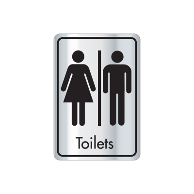 Door Sign Toilets Symbol with Text