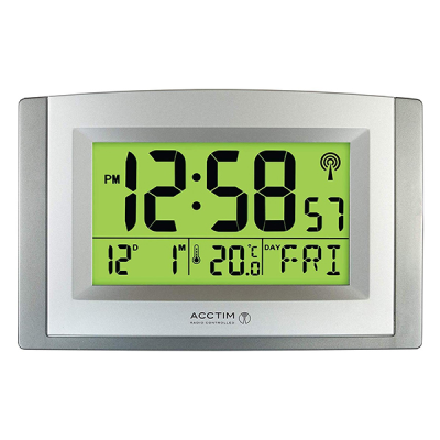 Acctim Smartlite Digital Oblong Wall Clock with all night back light   170x270mm - Radio Controlled