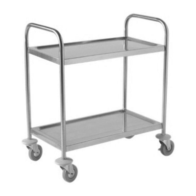 Stainless Steel 2 Tier Clearing Trolley 81(w) x 45(d) x 85(h)cm Medium