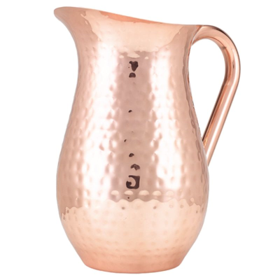 Genware Hammered Copper Plated Water Jug 2L / 67.6oz