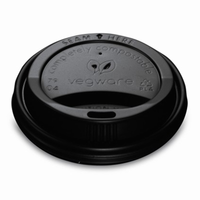 Vegware Biodegradable 79mm Black CPLA Hot Coffee Cup Lid fits 6-8oz (Pack 50) [20]