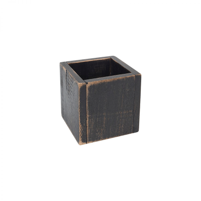 Rustic Black Wooden Drift Small Square Storage / Riser Box 100 x 100 x 100mm