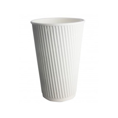 White Squat Ripple Wall Hot Drink / Coffee Cup 12oz (Pack 25) [500]