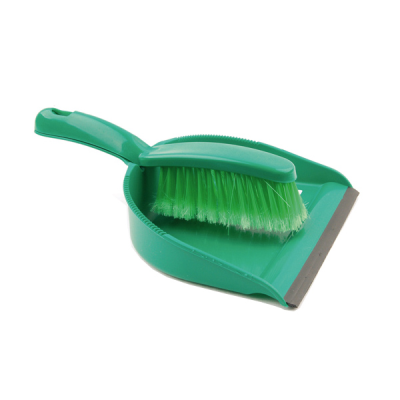Professional Dustpan Brush with Soft Bristles in Green