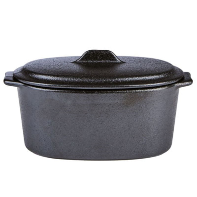 Cast Iron Effect Oval Casserole Dish With Lid 15.7 x 9 x 8cm