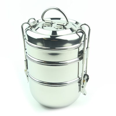 Stainless Steel Clip Tiffin 7" with 3 Containers of 300ml